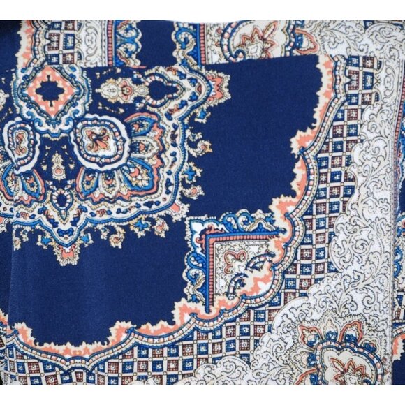 Cato Ladies Blue Patterned Maxi Dress Size XL V-Neck Sleeveless Stretch Long - Picture 6 of 9